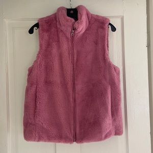 J Crew pink faux fur vest